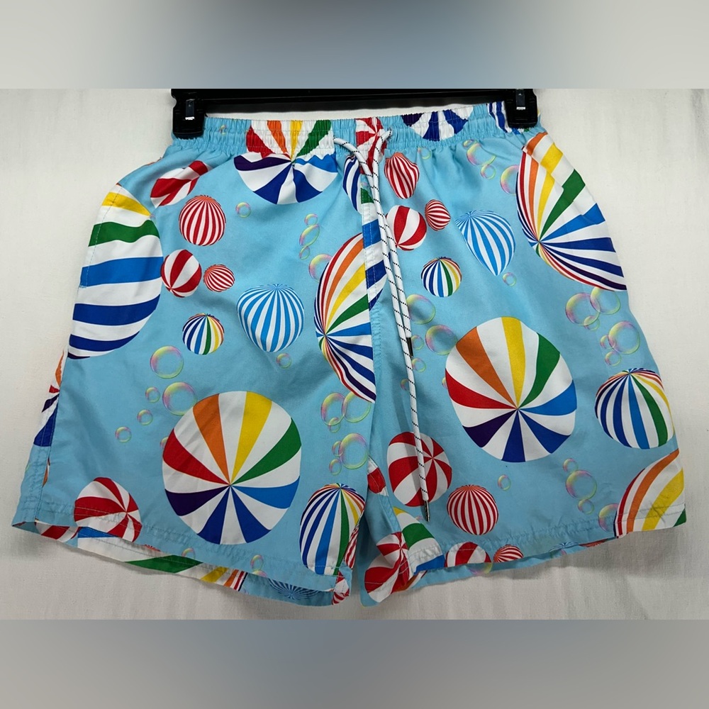 UZZI Active Wear Pride Rainbow Beach Ball Bubbles Swim Shorts Trunks Size M